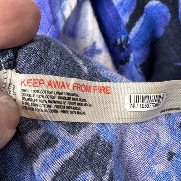 Anthropologie Floral One-Shoulder Tiered Dress Blue Plus Size 2X - Picture 10 of 11